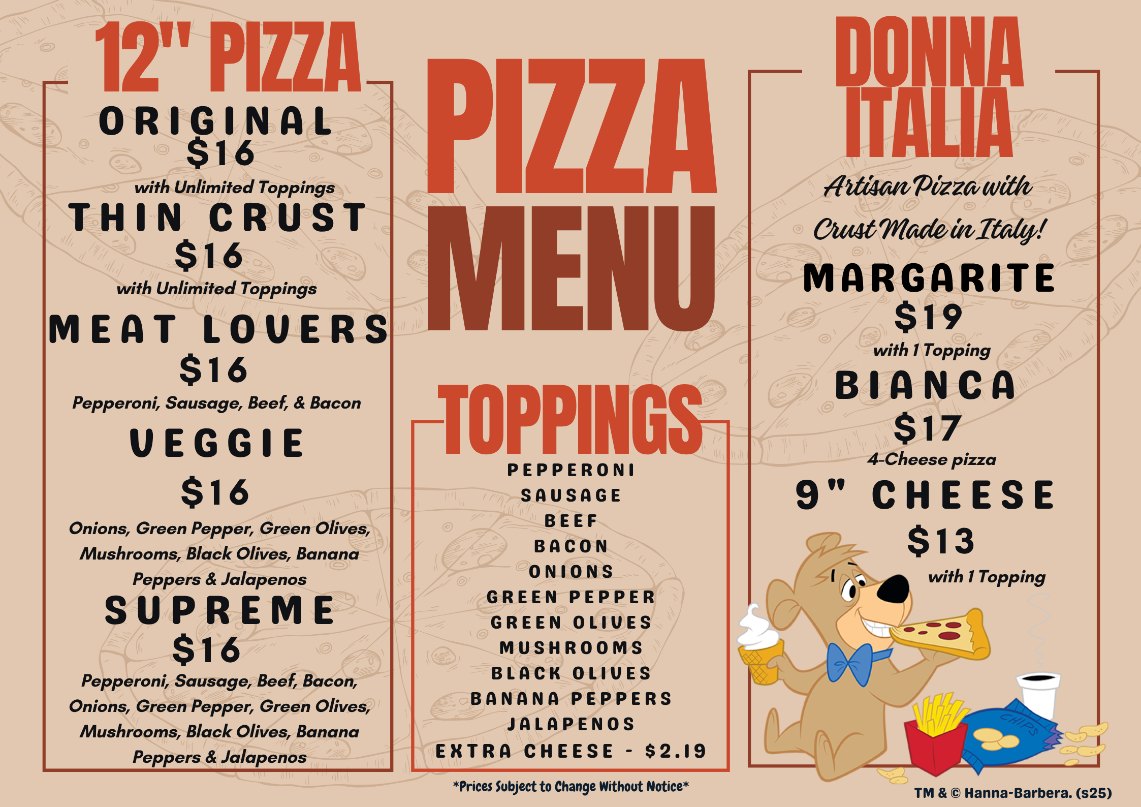 Pizza Menu