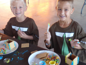Kids Making Gingerbread House