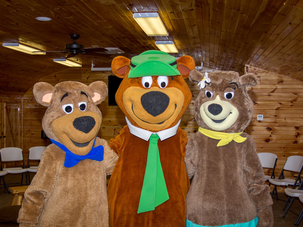 After Hours Check-In at Jellystone Park™ South Haven Yogi Bear and friends at Jellystone Park South Haven registration area
